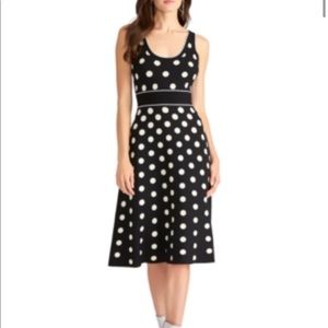Rachel Roy Womens Black Polka Dot Sleeveless Dress